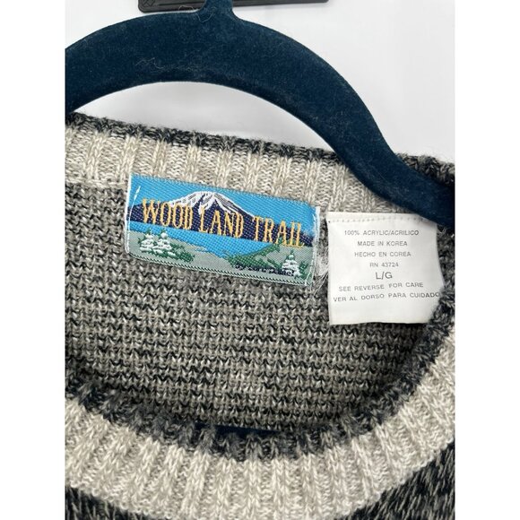 Vintage Wood Land Trail Knit Sweater Pullover Grandpa Dad Size Large - Picture 2 of 4
